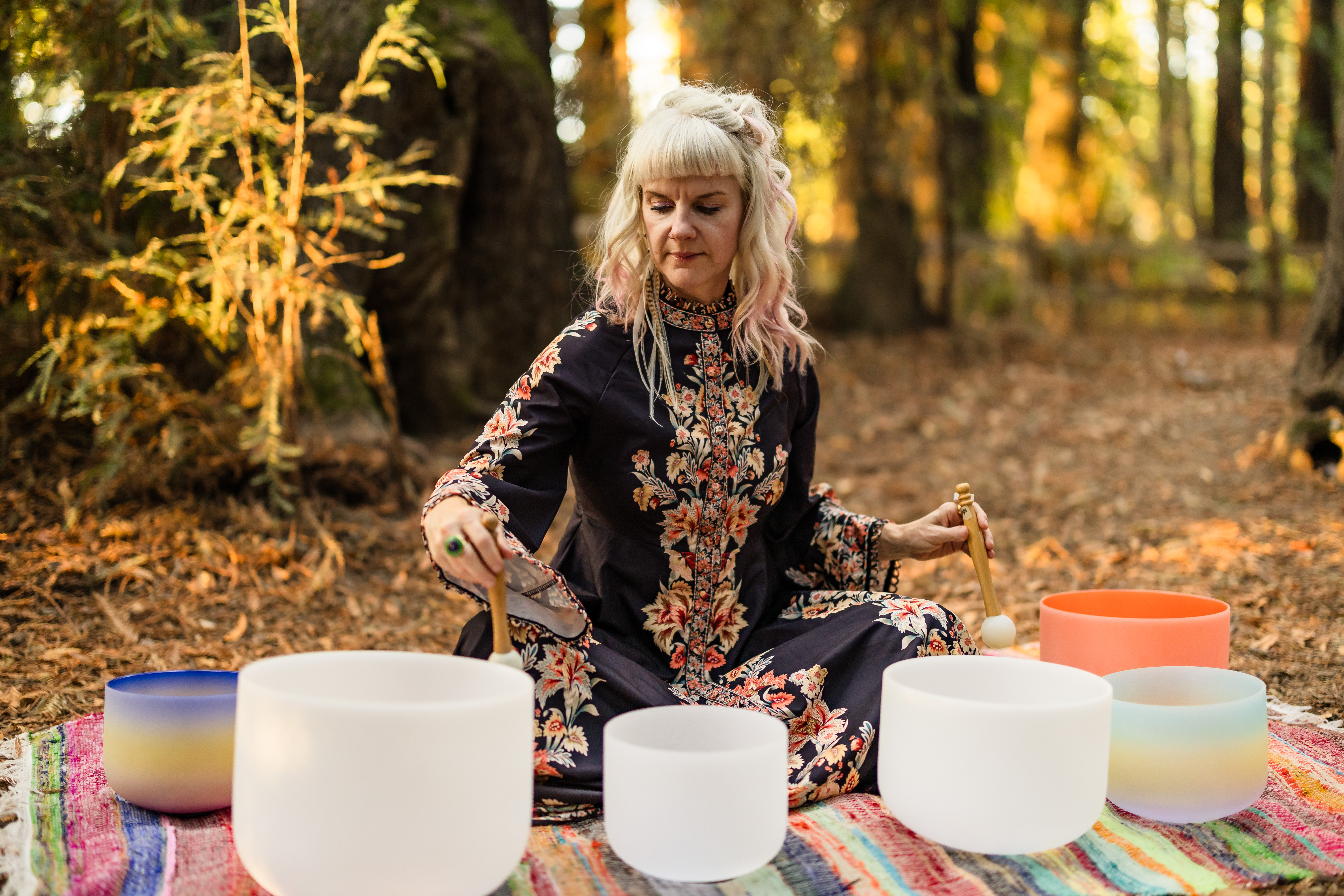 Chris with singing bowls